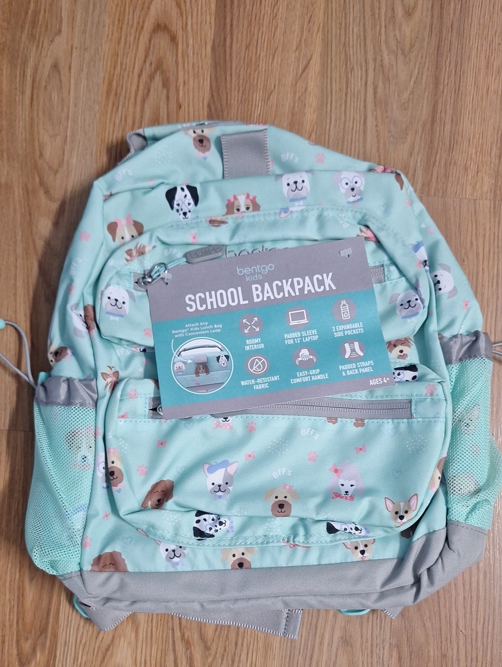 Bentgo Kids Mint Green Puppy Print Backpack